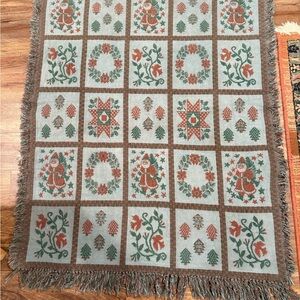 Holiday Cheer Blanket with Santa and Tree Motifs